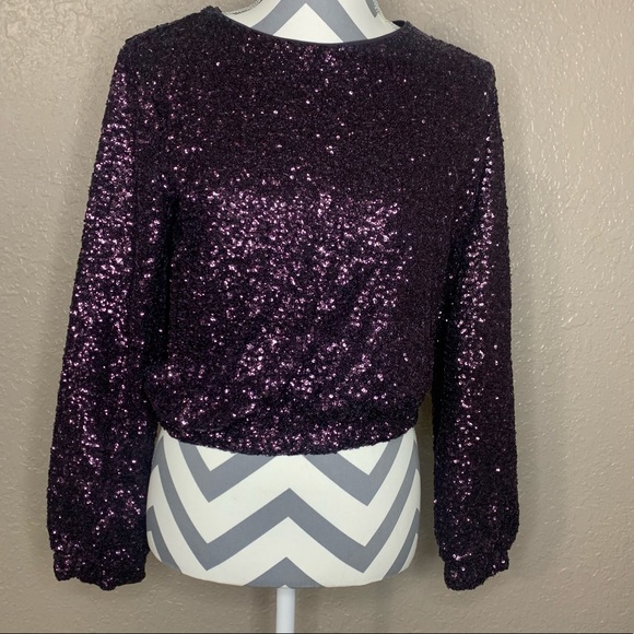 Express Tops - Purple Sequin Top | EXPRESS